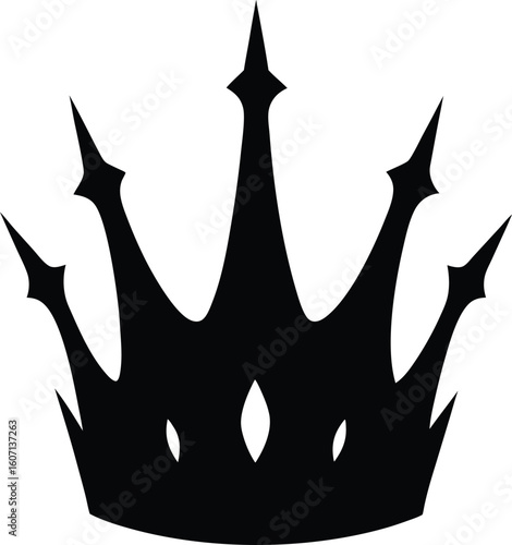 Clean and minimal silhouette of a cursed crown isolated on transparent background