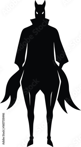 Minimal headless horseman silhouette isolated on transparent background