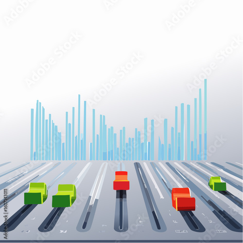 Abstract Illustration of a Sound Mixer and Audio Waveform