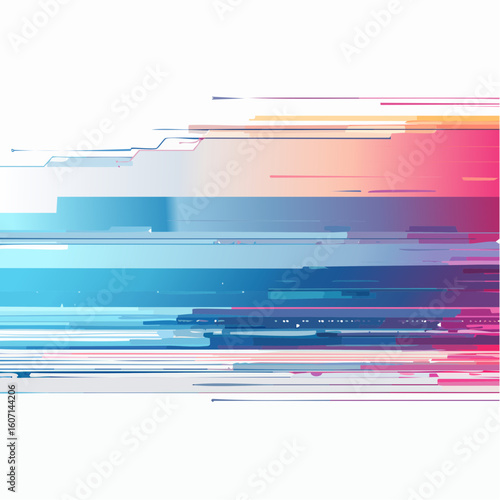 Abstract Colorful Horizontal Lines and Shapes on Transparent Background