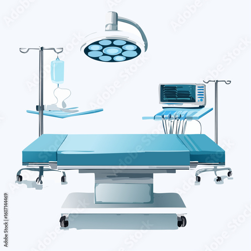 Sterile Operating Room Setup Surgical Table Lights and Monitors