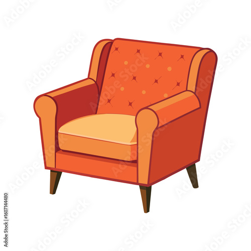 Vector Illustration of a Club Chair Furniture Design Isolated on White Background