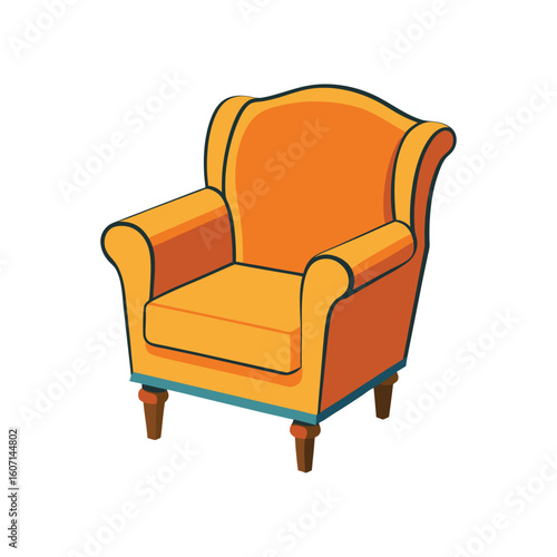 Vector Illustration of a Club Chair Furniture Design Isolated on White Background