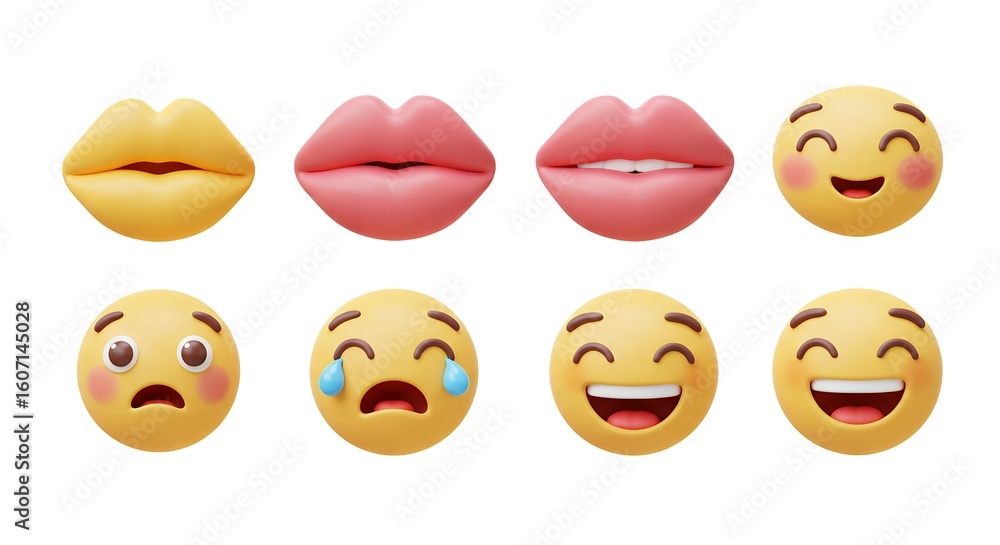 Fototapeta premium Digital emojis displaying human emotions