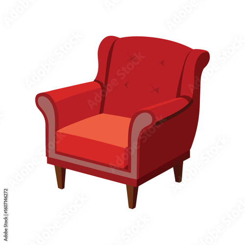Vector Illustration of a Club Chair Furniture Design Isolated on White Background