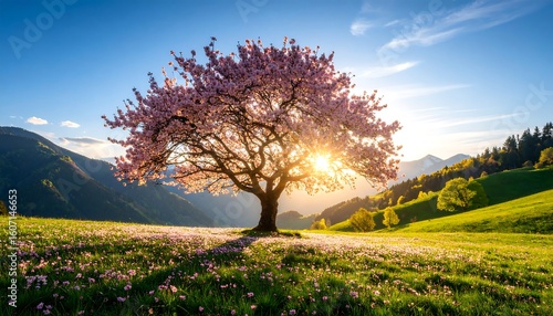 Wallpaper Mural Spring blossoms, sunlit meadow Torontodigital.ca
