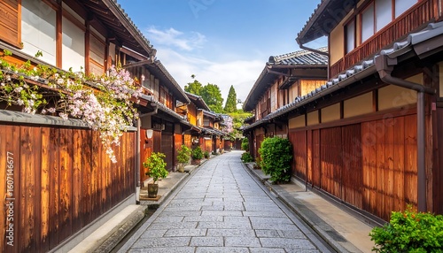 Japanese alleyway in spring
