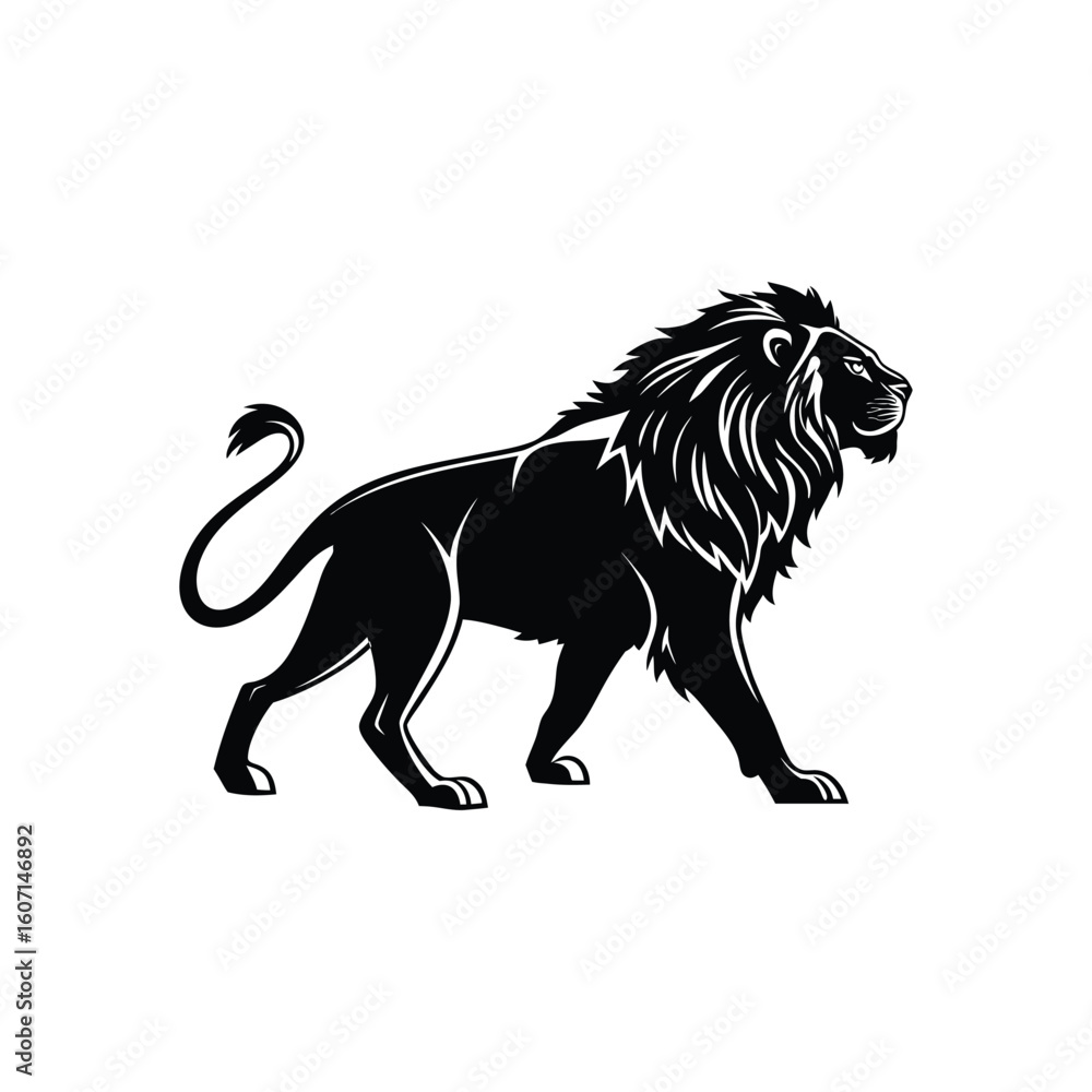 Fototapeta premium Majestic lion walking silhouette