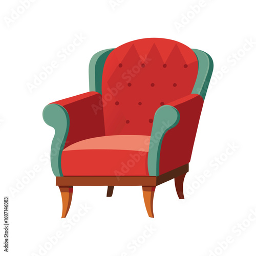 Vector Illustration of a Club Chair Furniture Design Isolated on White Background