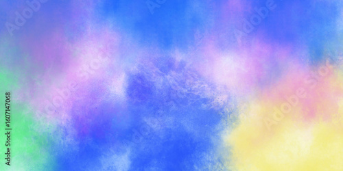 Colorful powder explosion background with blue purple pink yellow and green