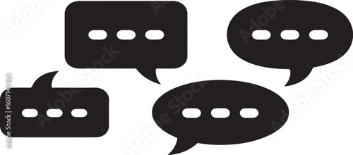 Black speech bubbles with ellipses chat bubble conversation