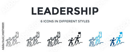 Leadership Icon In Different Style Vector Illustration. Designed In Thin Line, Regular Line, Bold Line, Glyph, Color Line, And Color Glyph Style Can Be Used For Web