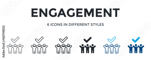 Engagement Icon In Different Style Vector Illustration. Designed In Thin Line, Regular Line, Bold Line, Glyph, Color Line, And Color Glyph Style Can Be Used For Web