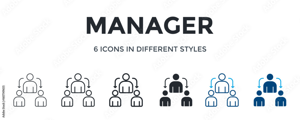 Fototapeta premium Manager Icon In Different Style Vector Illustration. Designed In Thin Line, Regular Line, Bold Line, Glyph, Color Line, And Color Glyph Style Can Be Used For Web
