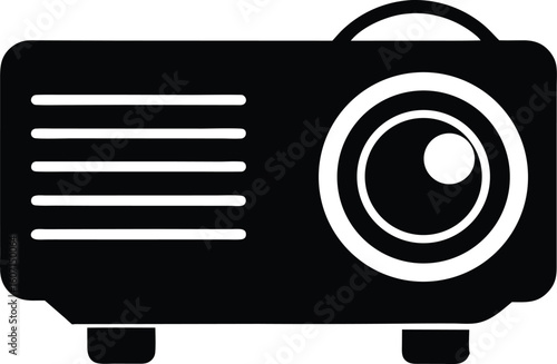 Black silhouette of a projector on a transparent background