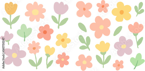 Wallpaper Mural Cute Pastel Flowers Collection Torontodigital.ca
