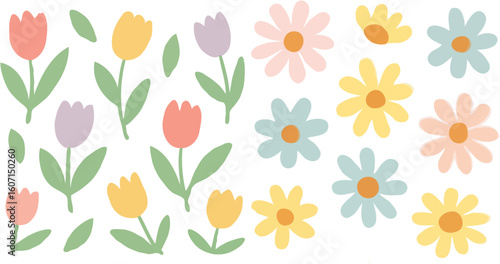Cute Pastel Flowers Pattern