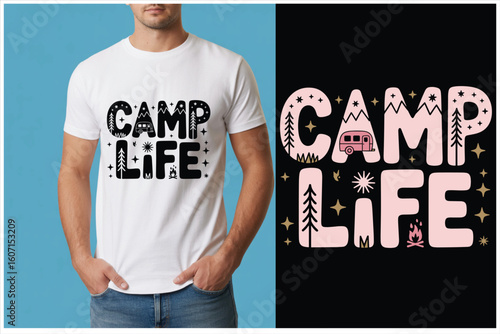 Camping T-Shirt Design and Mockup Set – Adventure Outdoor Graphics