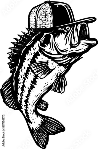 Bass Mascot with Snapback Hat – Urban Fishing Logo Vector