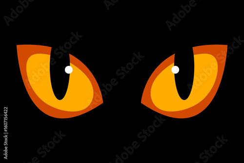 Cat's eyes in a dark. Yellow Eyes of a cat in the dark. Dangerous eyes of a cat. Vector icon