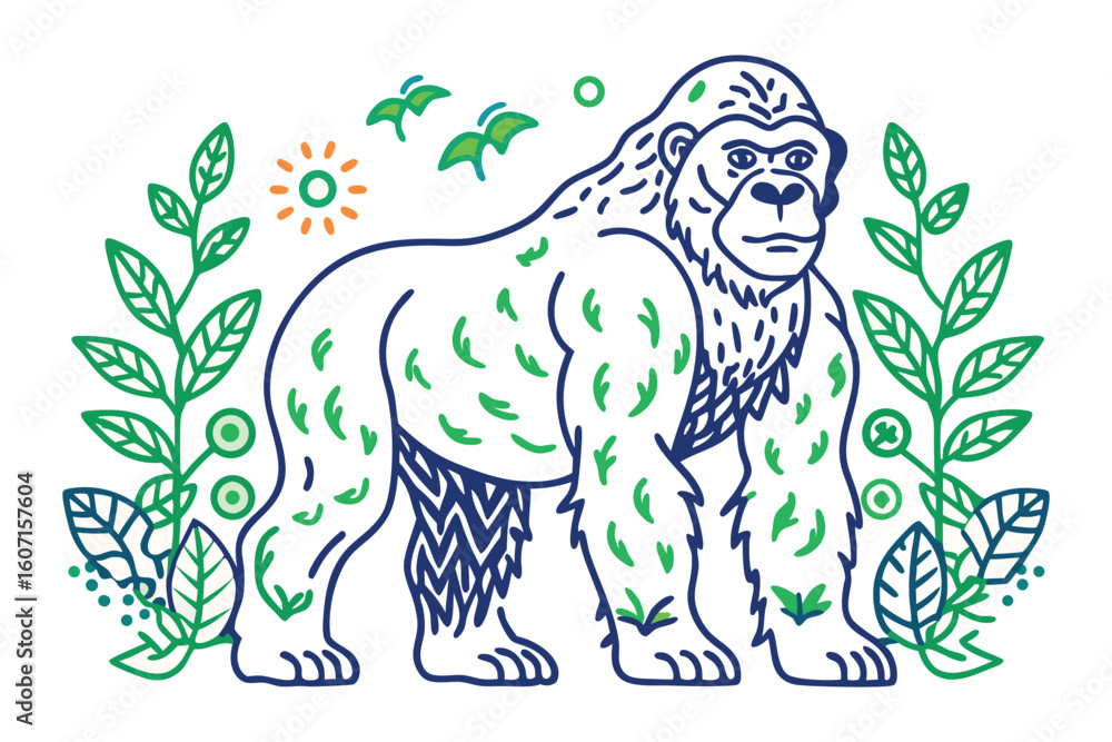 Obraz premium Beautiful Gorilla with white background