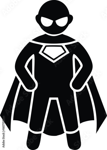 Minimalist superhero icon with cape symbol