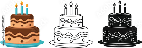 Find birthday cake images: vector, outline, and silhouette cake with candles design