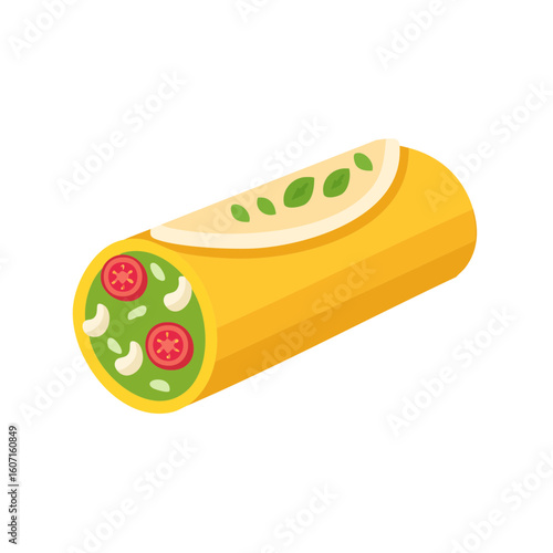 A colorful burrito filled with fresh ingredients, perfect for a delicious meal
