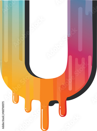 alphabet letter u with dripping colors