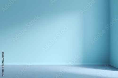 Empty light blue background for product presentation with light and shadow