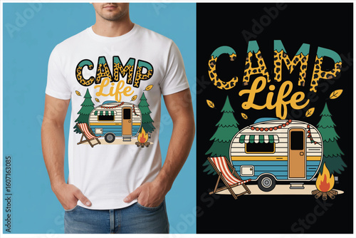 Camping T-Shirt Design and Mockup Set – Adventure Outdoor Graphics