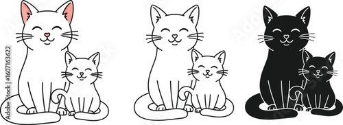 Cute cat and kitten vector illustration perfect for pet adoption and animal lovers art