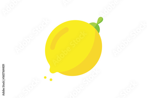Refreshing Lemon Slice in Water Pop Art Style on White Background