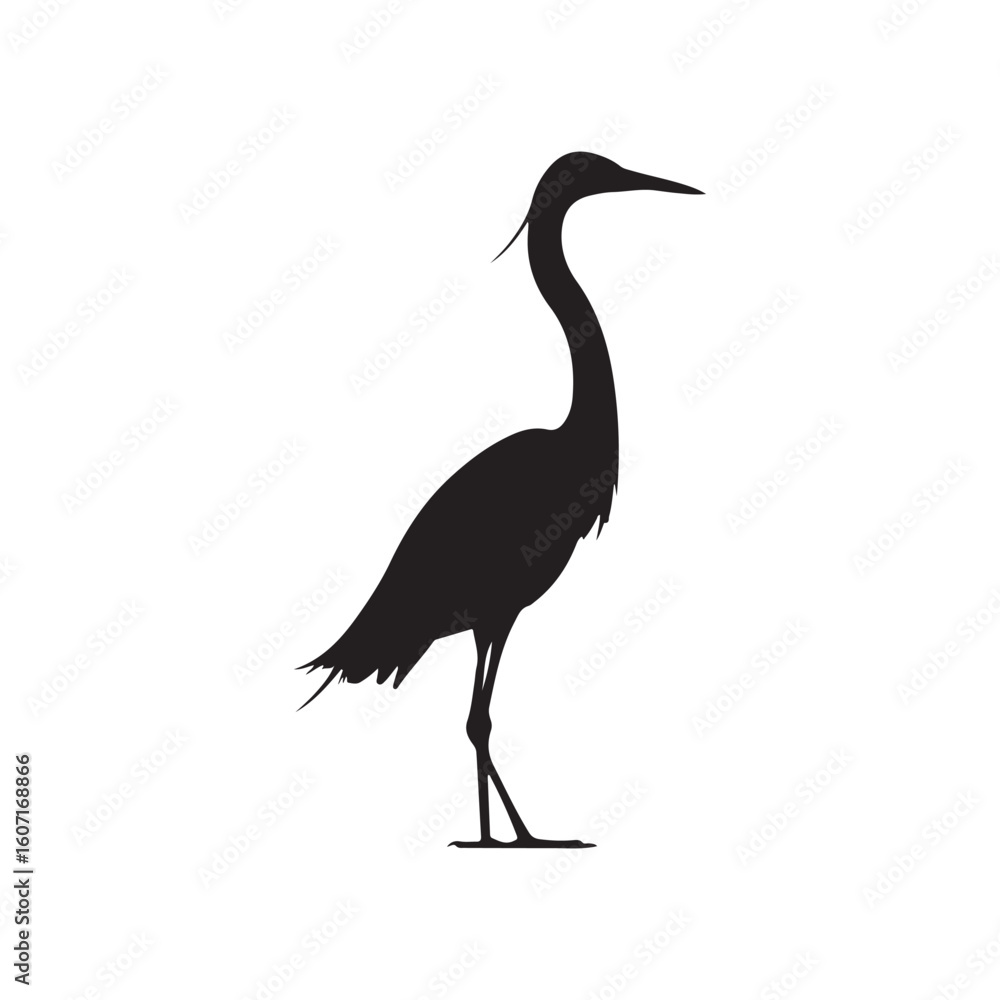 Fototapeta premium Great white egret silhouette vector flat icon illustration design.on white background