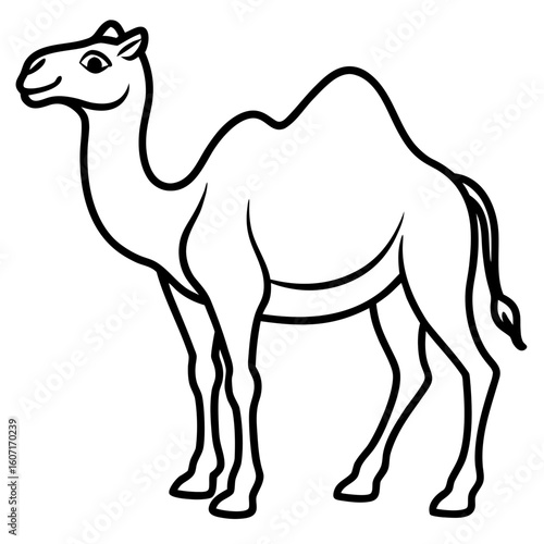 Bactrian camel line art vector