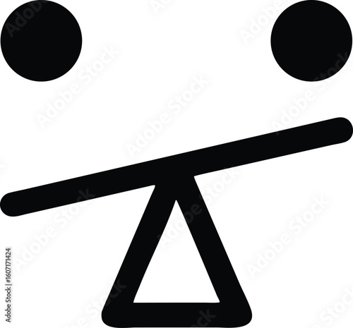 Seesaw icon. Depicting balance and unbalance icon