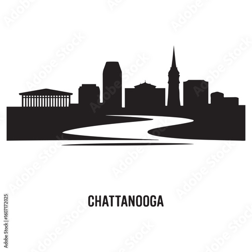 Wallpaper Mural Chattanooga skyline silhouette. Black Chattanooga city. Vector black silhouette. with white background Torontodigital.ca