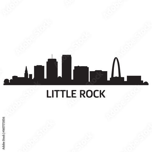 Little Rock skyline silhouette. Black Little Rock city. Vector black silhouette. with white background