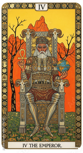 Symbolist painter style of tarot card illust IV - The Emperor (황제)
