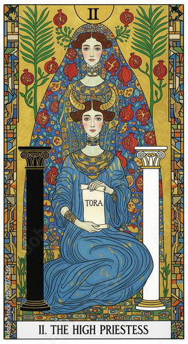 Symbolist painter style of tarot card illust II - The High Priestess (여사제)