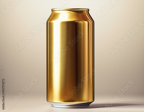 gold aluminum drink can white background