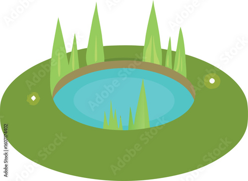 cartoon fairyland with glowing grass in a circle