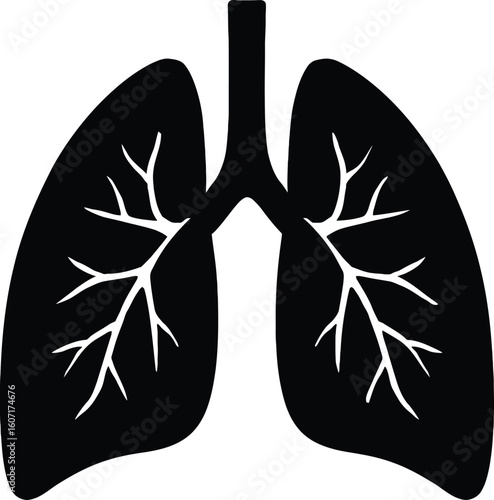 Human Lung Silhouette with Bronchial Tubes Illustration