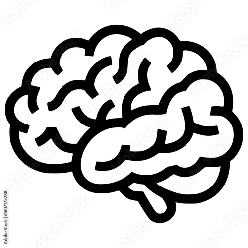 Creative vector icon of a human brain in bold outline design