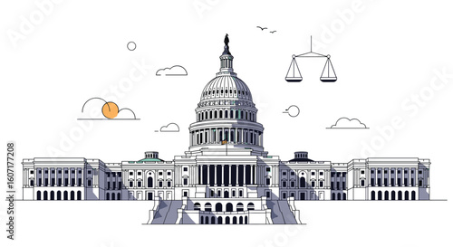 United states capitol building symbolic representation of american governance and legal justice system concepts
