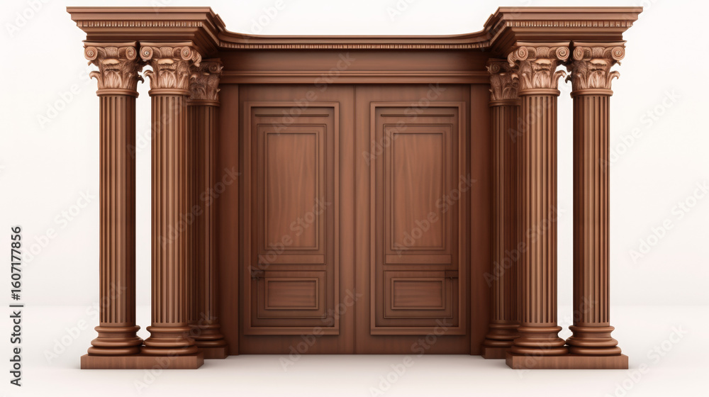 Obraz premium Grand Wooden Double Door with Ornate Columns