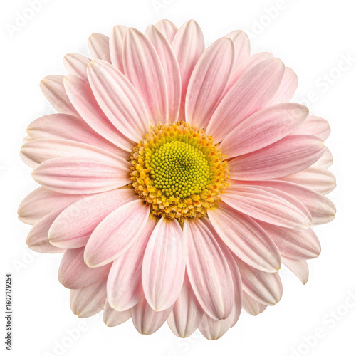Delicate pink daisy flower with yellow center isolated on transparent background