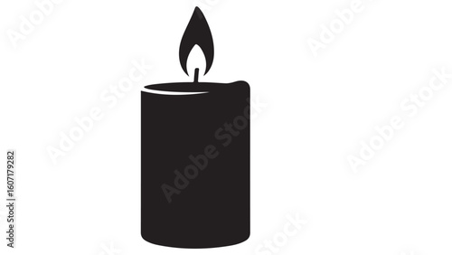 Black and white candle illustration, simple vector design