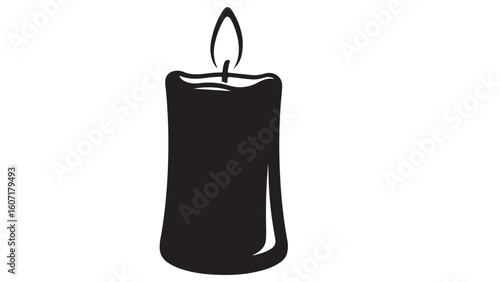 Black and white candle illustration, simple vector design
