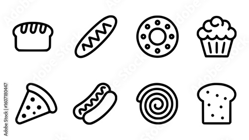 Bread hotdog pizza cupcake donut swirl vector